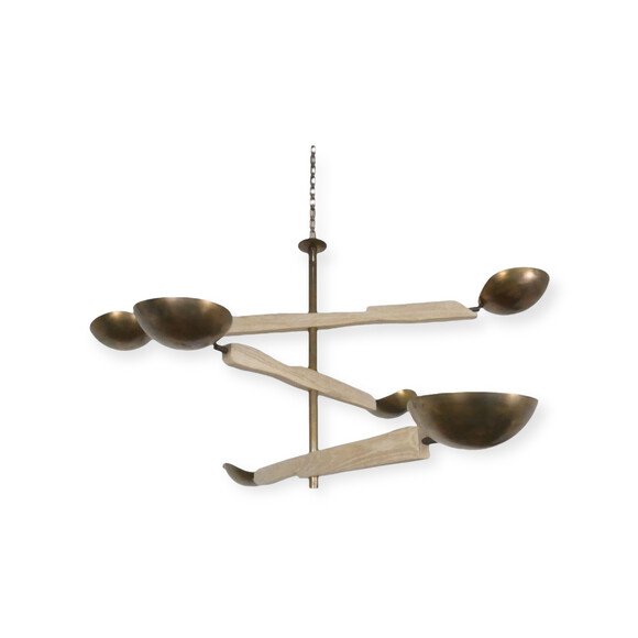 Lucca Studio Channing Chandelier with  Wood and Brass Element. 63079
