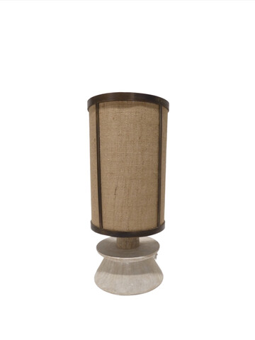 Limited Edition Lamp Bronze with Custom Burlap Shade and Oak 67403