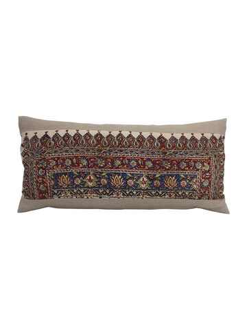 Vintage Persian Wood Block Textile Pillow 67535