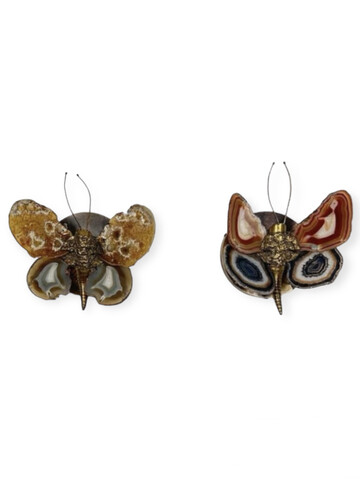 French 1970's Agate Butterfly Sconces 56523
