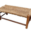French Antique Oak and Rush Bench 21534