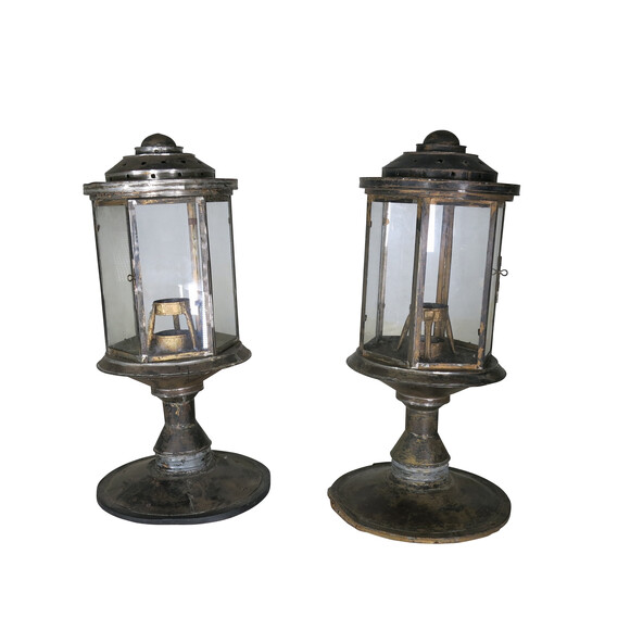 Pair Large Scale 19th Century French Tole Lantern 21396