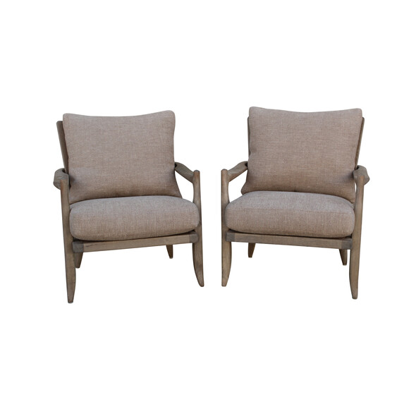 Pair Guillerme & Chambron Oak Arm Chairs 21495