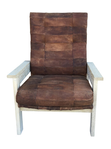 Limited Edition Single Oak and Vintage Leather Chair 66578
