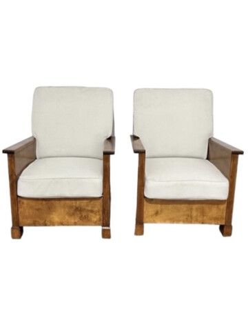 Pair of Swedish Modernist Wood Framed Armchairs 65433