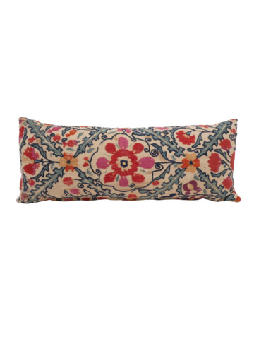 18th Century Turkish Silk Embroidery Lumbar Pillow 65432