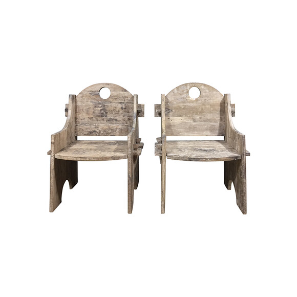 Pair of French Primitive Arm Chairs 63631