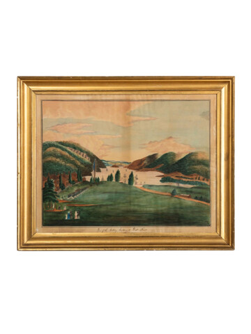 Rare 19th Century Hudson River School Watercolor Painting of West Point 64153