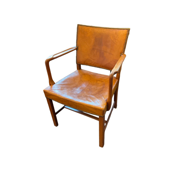 1930's Danish Cabinetmaker Cuban Mahogany Arm Chair in Leather 60401