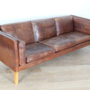 Danish 3-Seater Brown Leather Sofa 60141