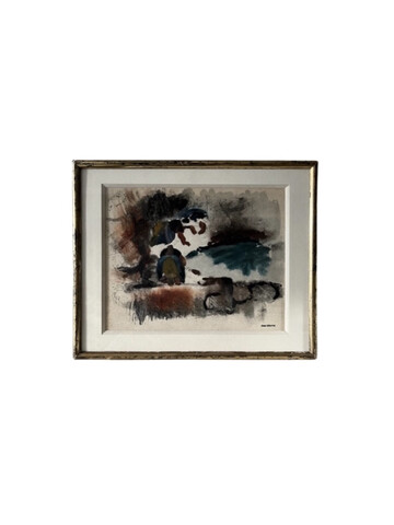 French 1960's Abstract Gouache Painting 64669