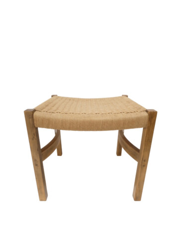 Vintage Danish Stool With Woven Seat 64736