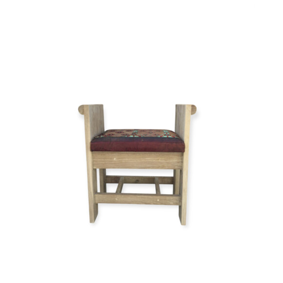 Limited Edition Oak Bench with Vintage Moroccan Leather Seat 64758