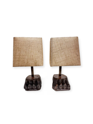 Pair of 17th Century Wood Element Lamps 59627