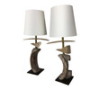 Limited Edition Pair of Antique Wood Element Lamps 67018