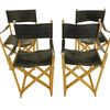 Set of ( 4) French Black Leather Directors Chairs 24712