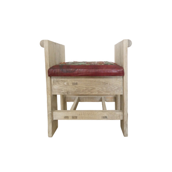 Limited Edition Oak Bench with Vintage Moroccan Leather Seat 59785