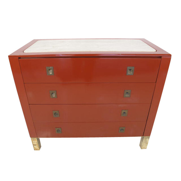 French Orange Lacquer Commode 15026
