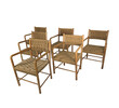 Set of (6) French Oak and Woven Rope Arm Chairs 19069