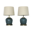 Pair French Glazed Green Ceramic Lamps 27348