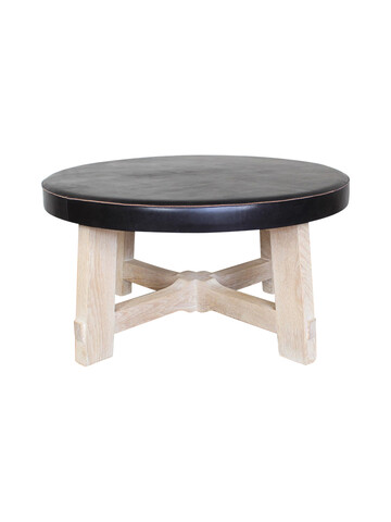Lucca Studio Milton Round Leather Top Coffee Table 67112
