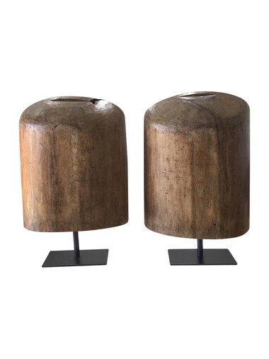 Pair of Limited Edition Antique Wood Element Lamps 39662