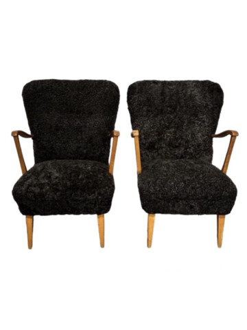 Pair of Swedish 1930's Shearling Armchairs 65720