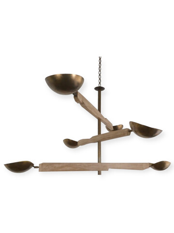 Lucca Studio Channing Chandelier with  Wood and Brass Element. 65439