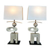 Pair of Limited Edition Wood Sculptural Elements Lamps 36798