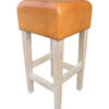 Set of (3) Belgian leather and oak stools 32010