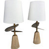 Lucca Studio Pair of Bronze and Wood Lamps 41823