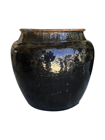 Antique Central Asian Black Glazed Pottery Vessel 43040