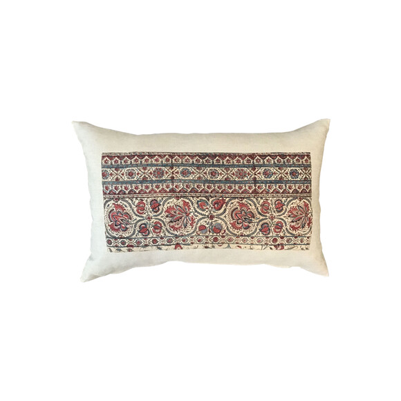 Vintage French Wood Block Textile Pillow 46125