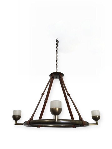 Lucca Studio ﻿Mayle Bronze and Saddle Leather Chandelier 64712