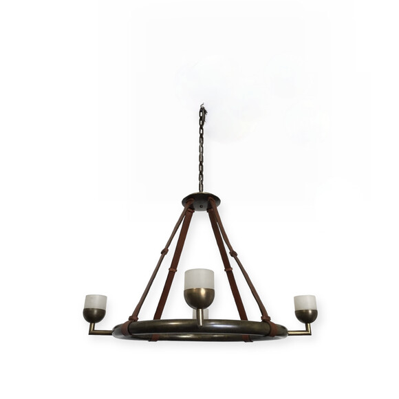 Lucca Studio ﻿Mayle Bronze and Saddle Leather Chandelier 66068