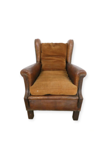 French 1940's Leather Arm Chair 64576