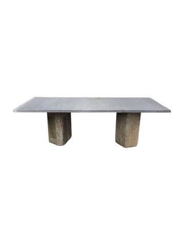 Rectangular Belgian Bluestone Table with Two Basalt Stone Bases 40201