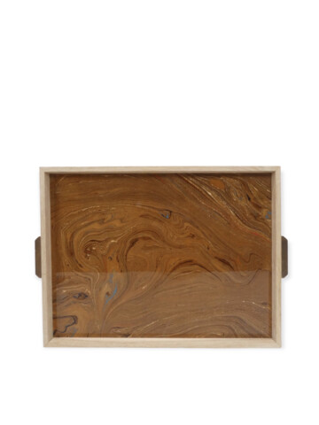 Limited Edition Designed Oak Tray with Vintage Italian Marbleized Paper 50117