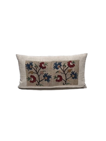 18th Century Turkish Embroidery Silk and Linen Textile Pillow 63084