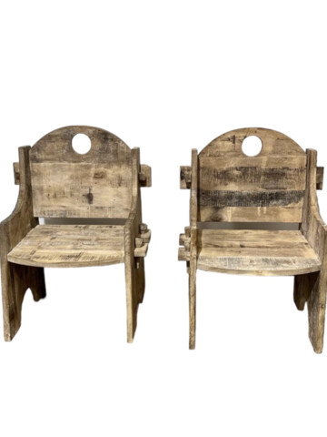 Pair of French Primitive Arm Chairs 65703