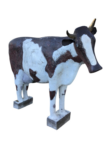 Rare Cubist French 1950's Life Size Cement Cow 34522