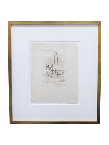 Mid Century Limited Edition French Pencil Drawing, Framed 43236