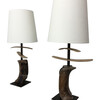 Limited Edition Pair of Antique Wood Element Lamps 62248