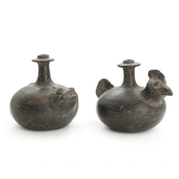 (2) 19th Century Indonesian Black Pottery Vessels 35452