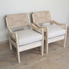 Pair of Lucca Studio Phoebe Oak Chairs with Linen Cushions 42045