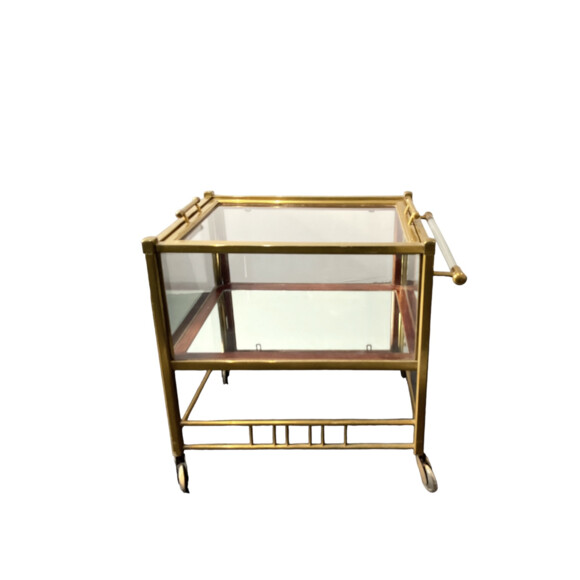 Vintage Danish Brass and Glass Bar Cart 62508