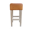 Set of (3) Belgian leather and oak stools 32010