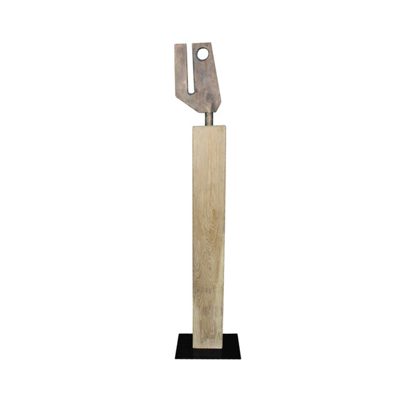 Limited Edition Bronze and Oak Modernist Sculpture 64307
