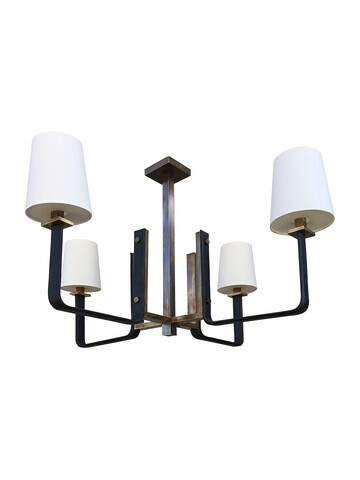 Limited Edition Leather and Bronze Chandelier 37079