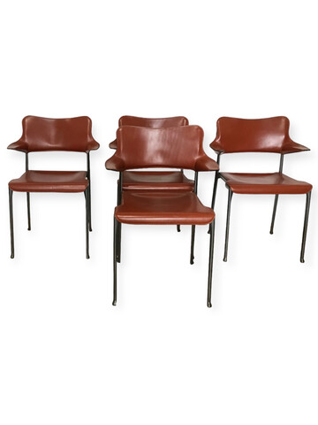 Set of (4) Vintage Italian Leather Chairs 66570